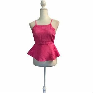 GB Sleeveless Ruffle hem cropped Blouse pink sz Small spaghetti strap party top